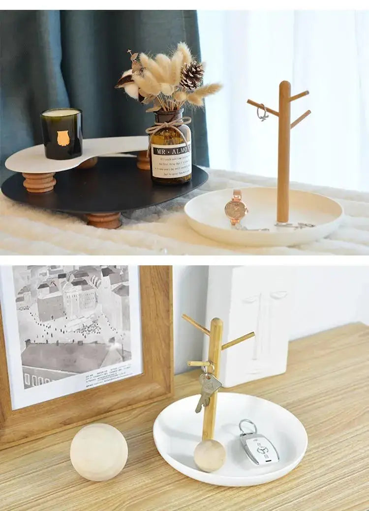 New Nordic Bamboo Tree Branch Storage Tray Living Room Desktop Key Hanger Jewelry Display Frame