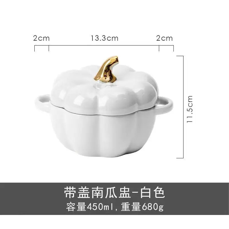 Creative Cartoon Pumpkin Shaped Ceramic Salad Bowl Kawaii Soup Bowl Kitchen Utensils Accessories Halloween Gift