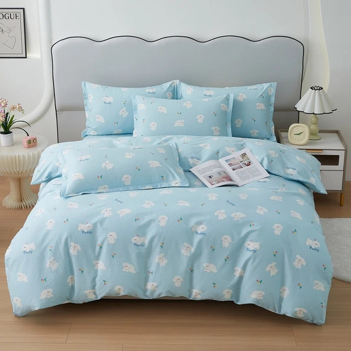 Colorful Polka Dot Cotton Duvet Cover Set with Zipper Cute Bear Bedding Sets for Men & Women, Luxury Reversible Comforter Covers