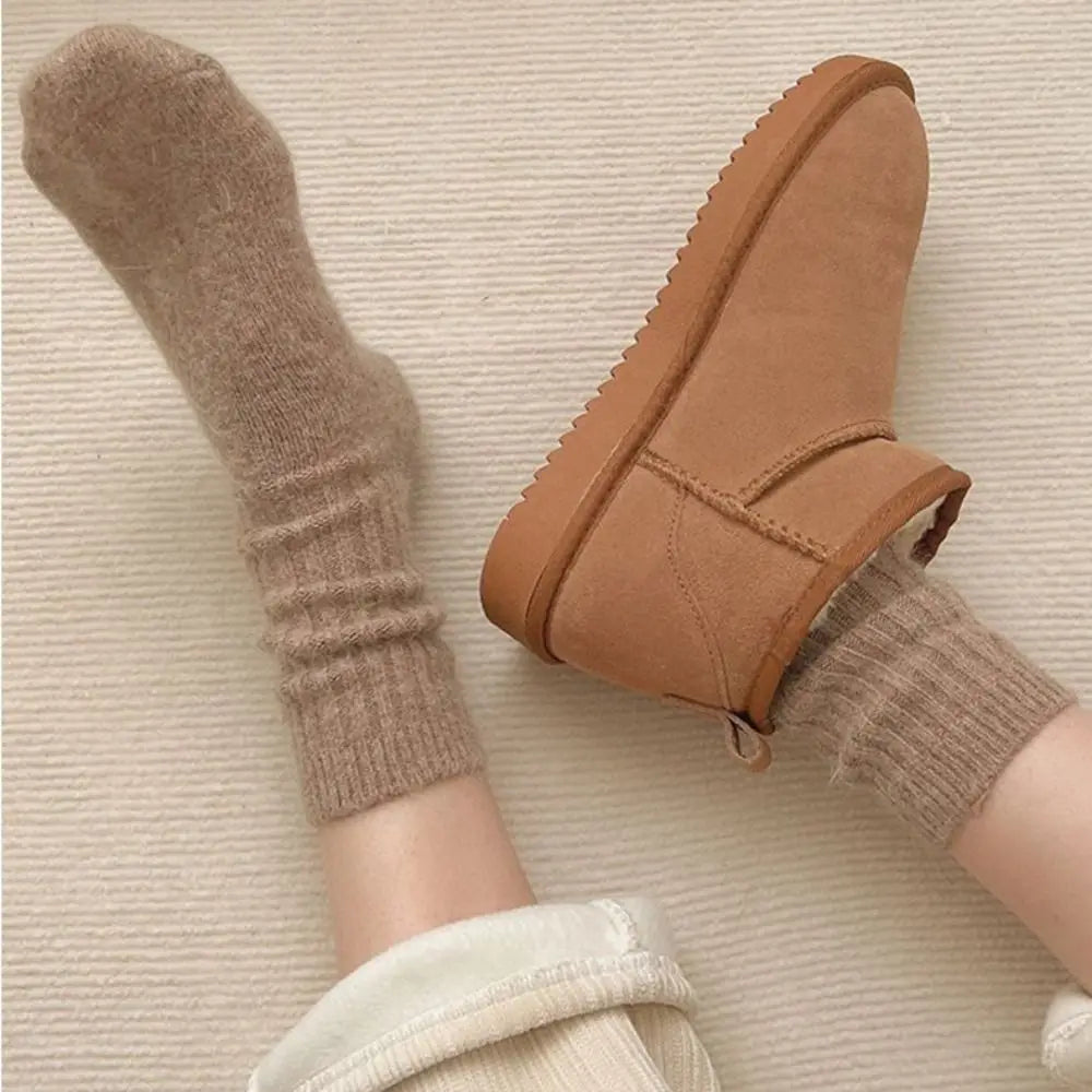 Fashion Cashmere Winter Warm Velvet Socks Thermal Thick Mid Tube Socks Stripes Long Socks For Women