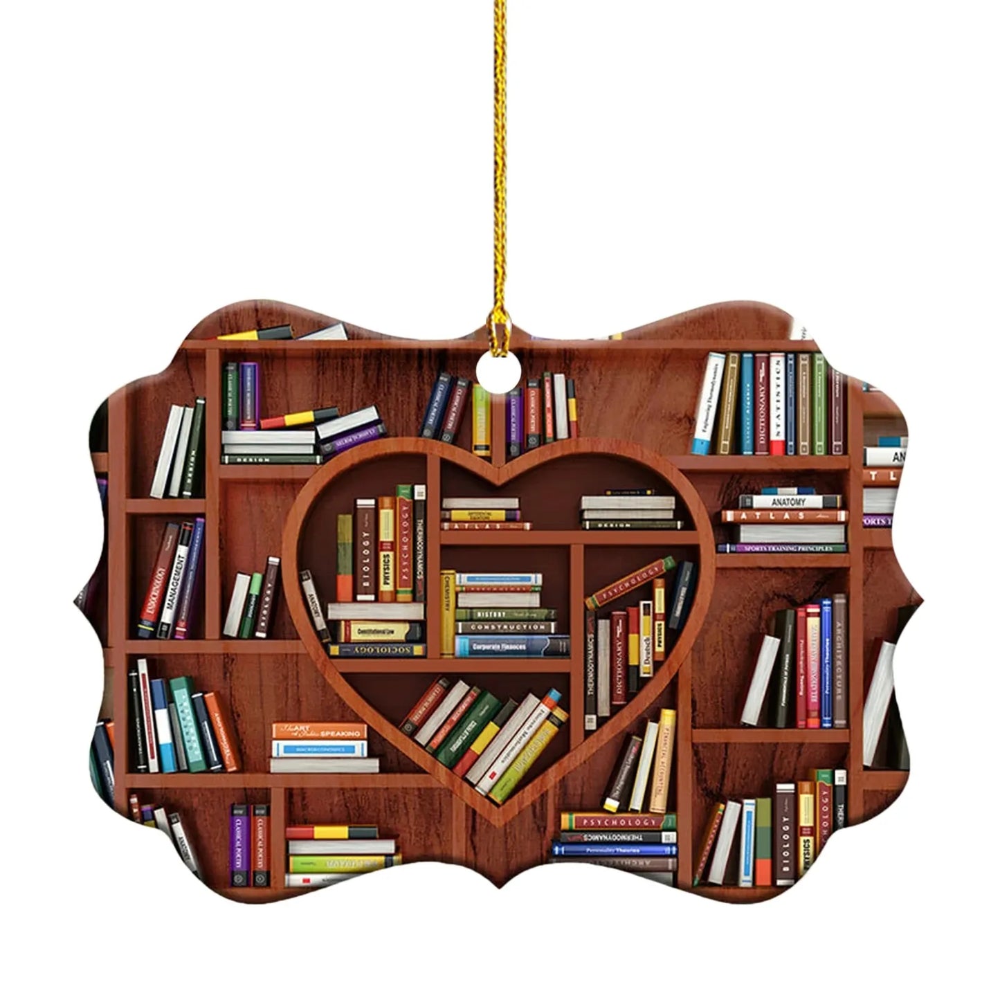 Book Lovers Heart Shaped Bookshelf Pendant Acrylic Craft Crystals Hanging Room Ornament Christmas Beard Decorations Car decor