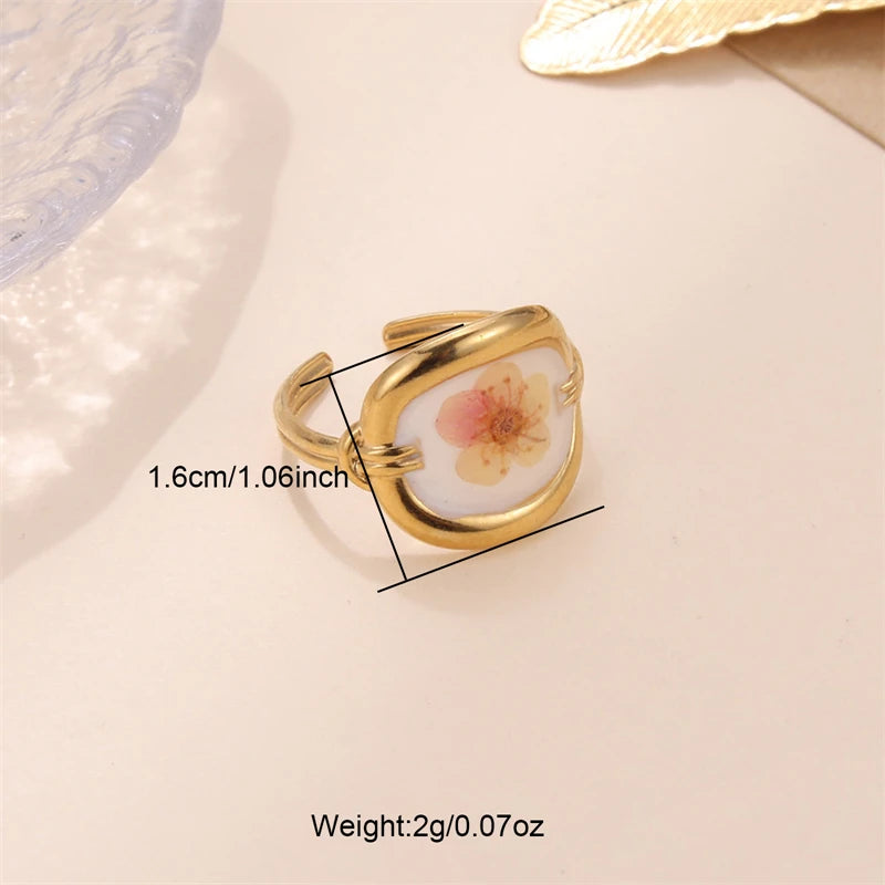 D&Z Ins Retro Women's Fashion Jewelry Eternal Flower Series Stainless Steel Ring Love Accessories Open Ring