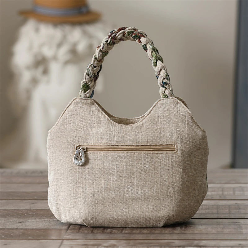 Original Ethnic Style Handbag Canvas Embroidered Women's Bag Handheld Woven Small Bag Embroidery Handbags for Women 2024