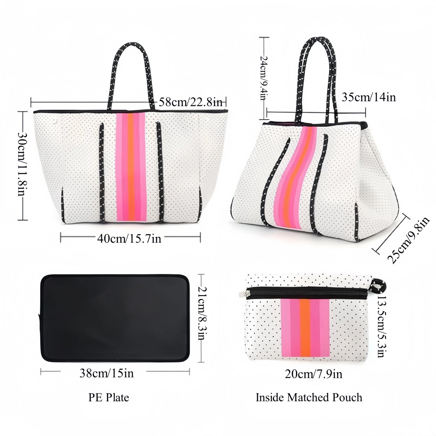 New Arrival Hot Selling Neoprene Tote Bag Wholesale Women Large Shopping Handbags Perforated Neoprene Beach Bag For Women