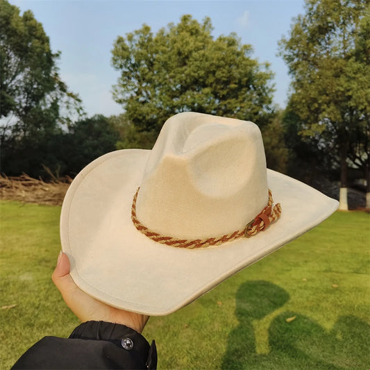 vegan suede Cowboy Hat for men retro suede cowboy Hat women Jazz hat wide brim Felt Fedora Hat vintage Panama sombrero hombre