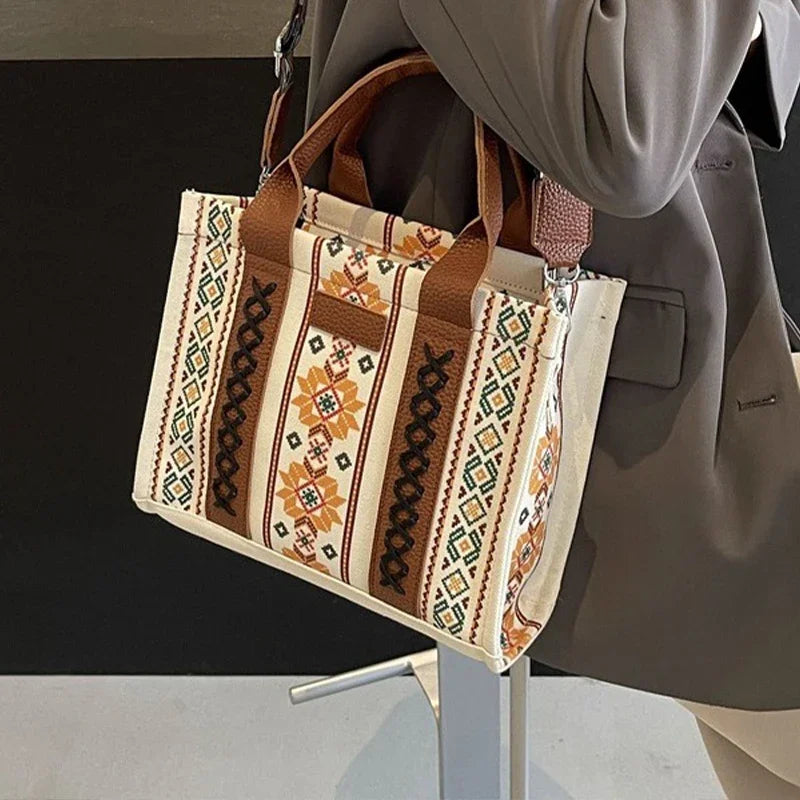 Luxury Designer Handbag for Women Shoulder Messenger Sacs Female Cotton and Linen Print Bohemian Handbag New Small Tote Bags