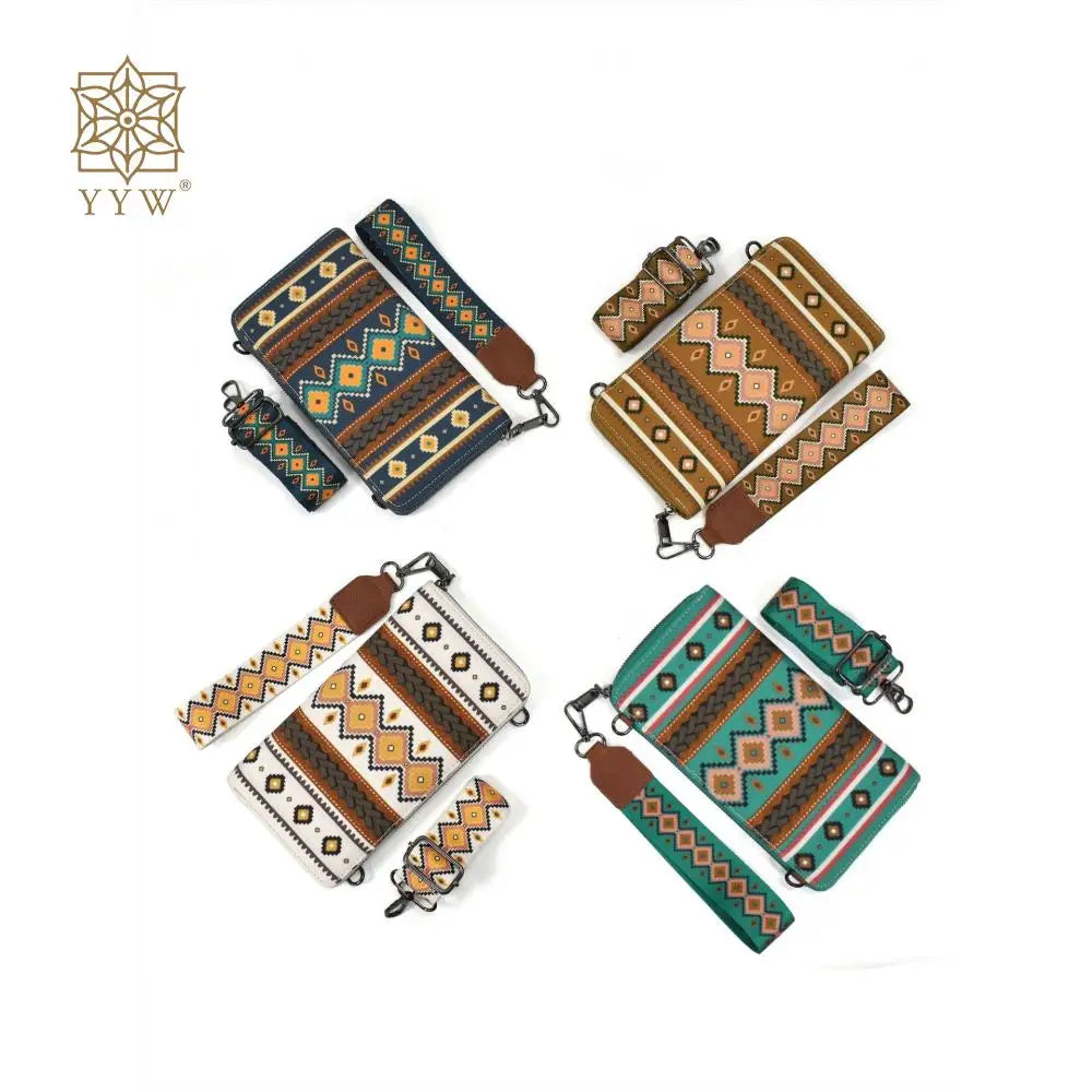 Cowgirls Wallet Purse Casual Women Western Aztec Clutch Wristlet Wallet with Credit Card Holder Envelope Bags Shoulder Handbag