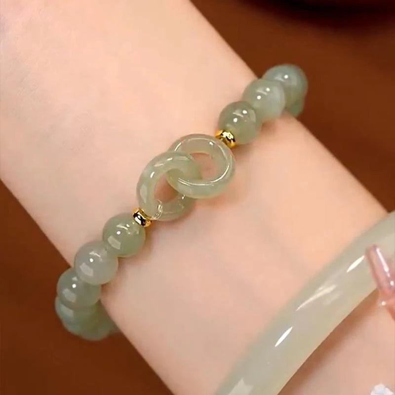 Summer Valentine's Day Gift Love Heart Jade Beads Charm Bracelet for Women Girl Fashion Natural Bracelet To Love Jewelry Gifts