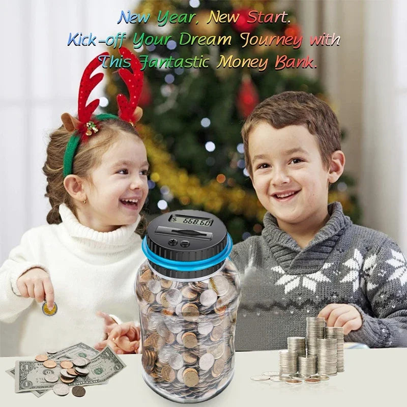 Large Capacity Electronic Piggy Bank Digital LCD Counting Coin Counter Bank Coin Money Saving Box for USD EURO Kids Adults Gifts