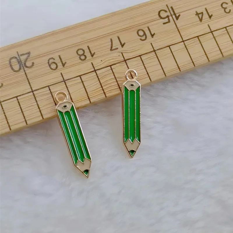 10pcs Enamel Pencil Fragments Charms for Jewelry Making Craft Supplies Necklace Bracelet Charms Earring Pendant Diy Accessories