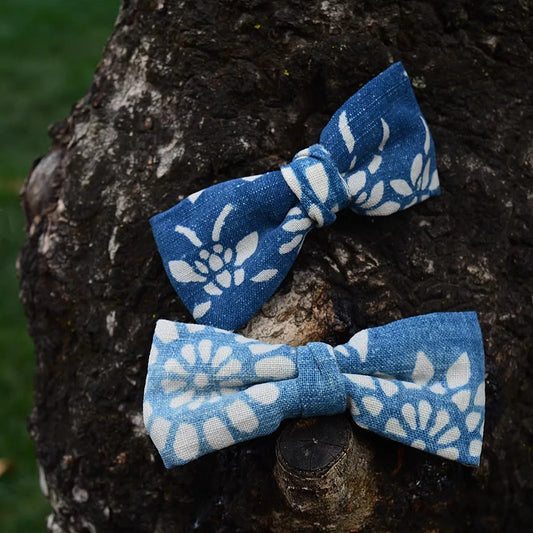 1 Pcs of handmade tie-dye indigo bow hair clips cute hair accessories clip spring clip simple fabric with ethnic style