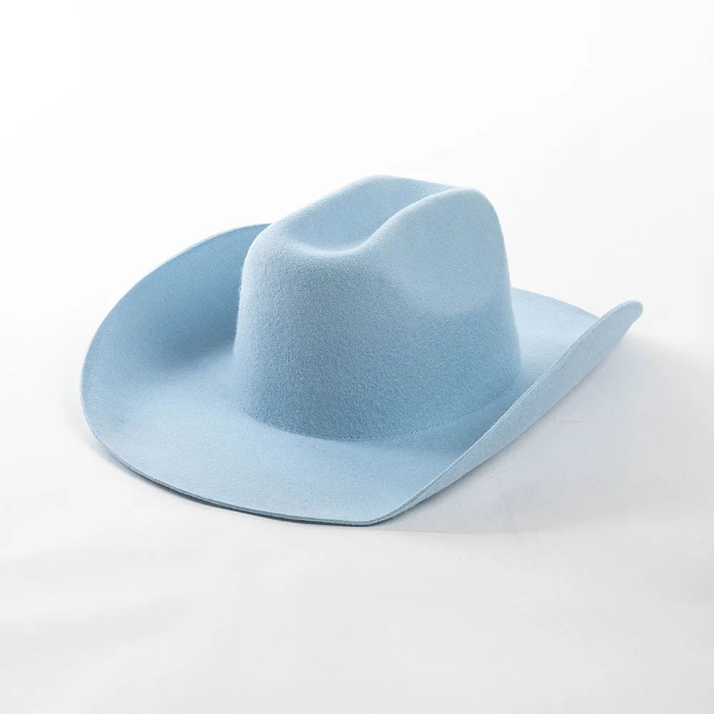 Cowboyhat autumn and winter new wool felt cowboy hat jazz hat European and American fashion casual curling cowboy hat