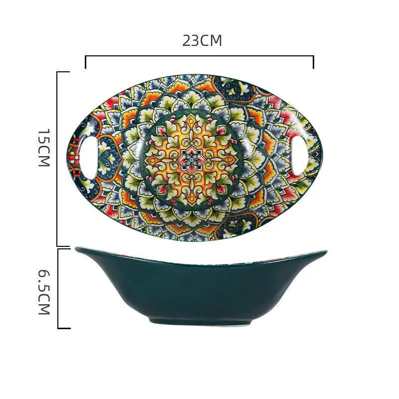 Polish style ceramic dishes household creative baking tray fruit salad mashed potatoes Noodles bowl cake plate Kitchen supplies