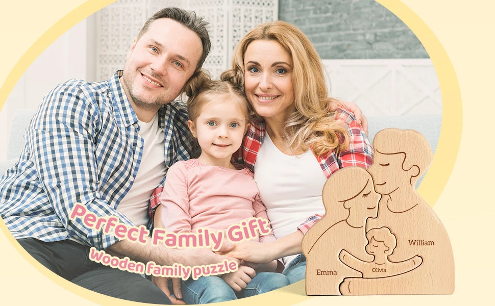 Wooden Family Puzzle Personalized Puzzles 2-5Names Birthday Anniversary Wedding Gifts for Women Men Customized Home Decor Valentines Gift