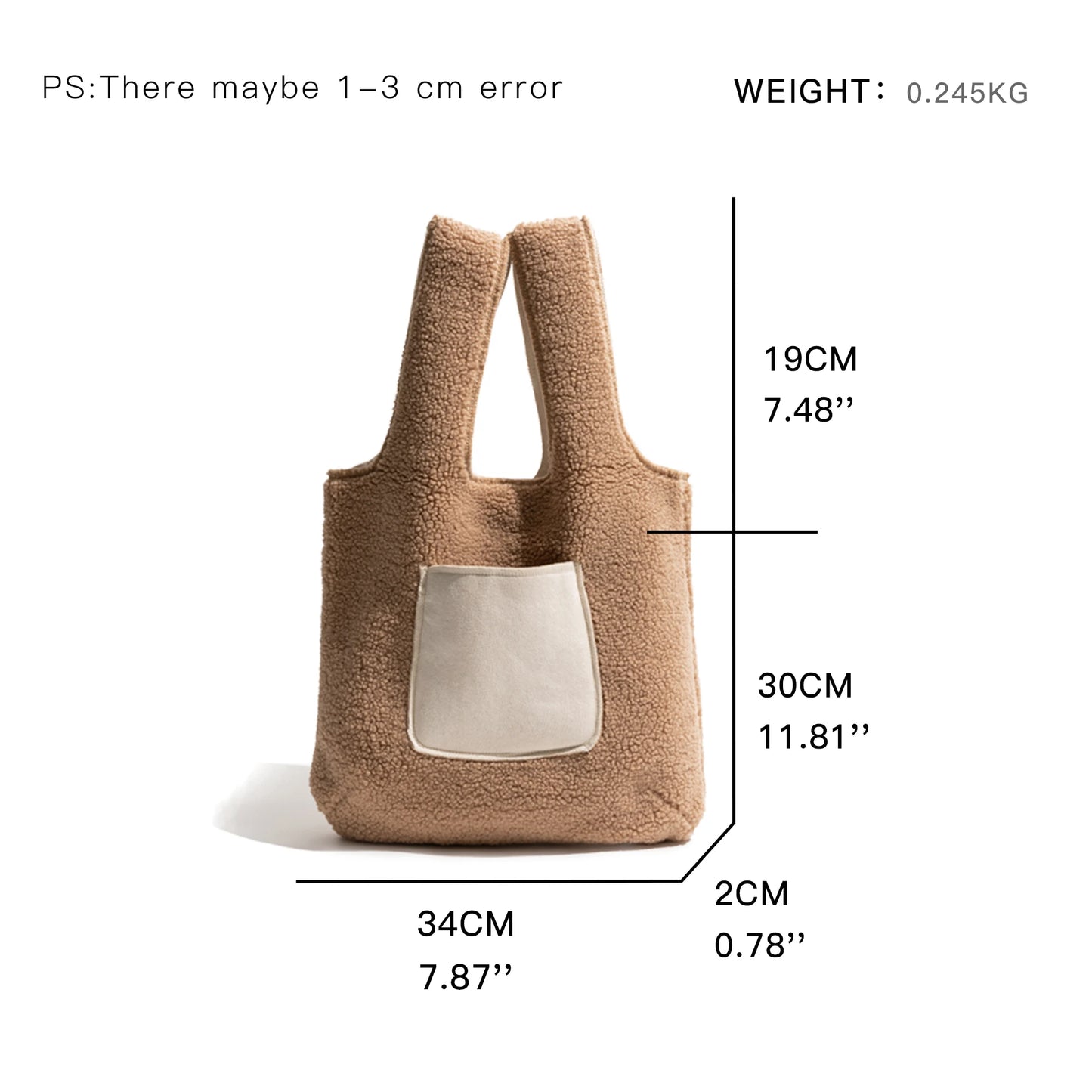 MABULA Lamblike Fabric Pluffy Fashion Woman Tote Handbag Fashion Winter Ladies Shoulder Purse Soft Plush Lady Phone Shopping Bag