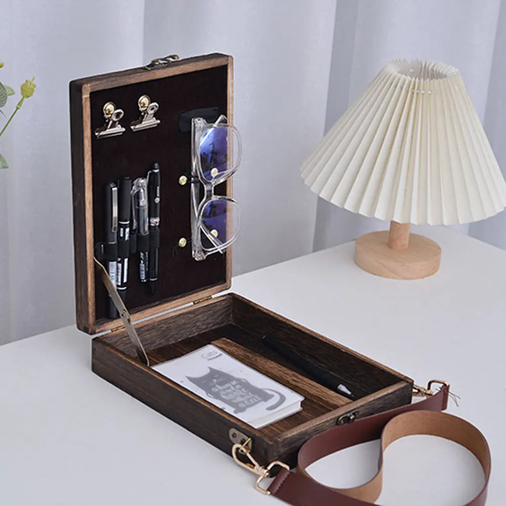 Writers Messenger Wood Box A5 Wooden Retro Trend Shoulder Bag Postman Outdoor Briefcase Art Supplies Box Home Decor Storage Box