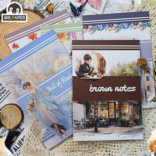 Mr. Paper Vintage Character Sticker Book European and American Style Decorative Handbook Diary Flower Materials 20pcs/book