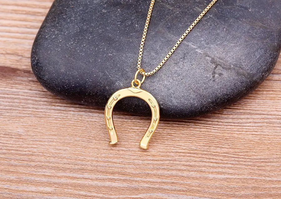 Nidin Ins Popular Fashion Classic Horseshoe Pendant Necklace Lucky Cute U Shaped Women Wedding Collier Gift Special Jewelry