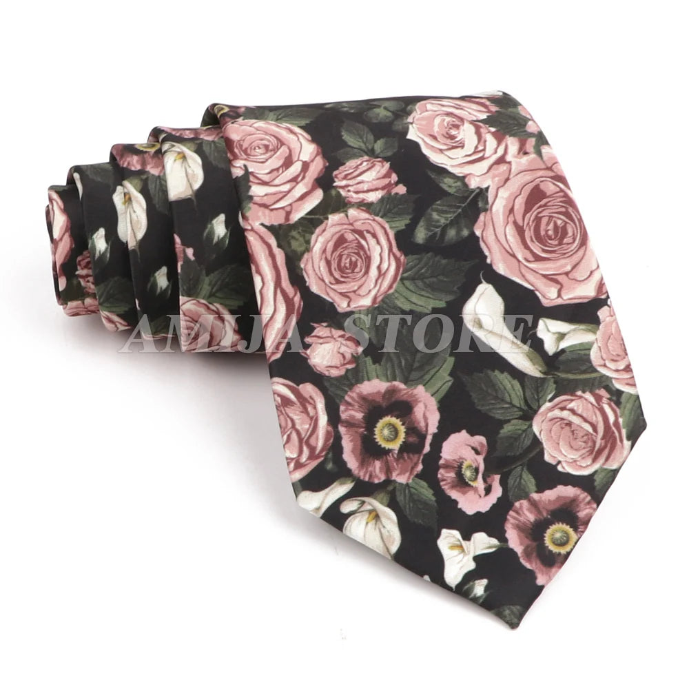 Vintage Imitation Silk Ties Men's Fashion 8cm Graffiti Painting Floral Necktie For Men Wedding Business Soft Printing Tie Wed Gi