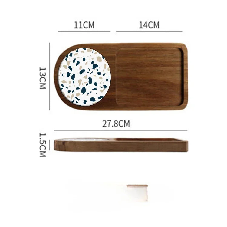 Bread cutlery wooden tray retro pastry dessert afternoon tea snack  tea tray suitable for home kitchen decoration accessories