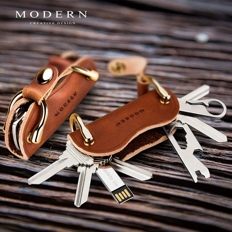 Brand New 100% Genuine Leather Smart Key Organizer Holder Key Chain Key Wallet Creative Travel Man Woman Gift