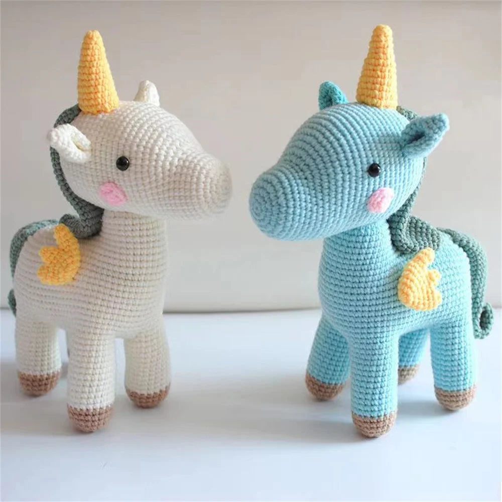 Unicorn Crochet Yarn Kit for Beginners DIY Animal Plush Doll Crochet with Yarn Hook and Accessories Hand Knitting Starter Kit Valentines Gift