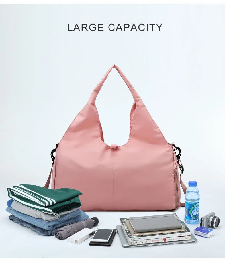 Women Large Capacity Travel Handbag Casual Multi Layer Pockets Shoulder Bag Girls Sports Yoga Luggage Storage Duffle Pack Tote