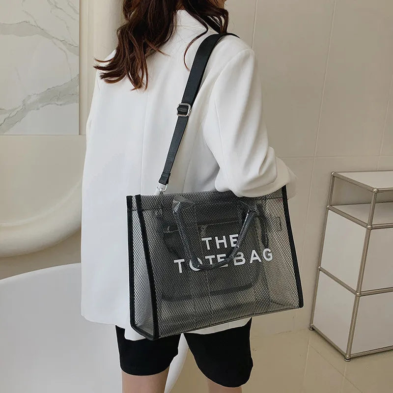 The Tote Bags For Women 2024 Summer New Luxury Designer Handbags Big Clear Beach Shopper Shopping Bag Large Totebag Square Purse