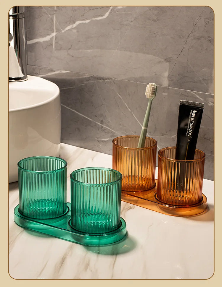 Bathroom Wash and Brush Teeth Cup Ceramic Toothbrush Couple Set Mouthwash Transparent Luxury Cup Family Set Bathroom Decoration