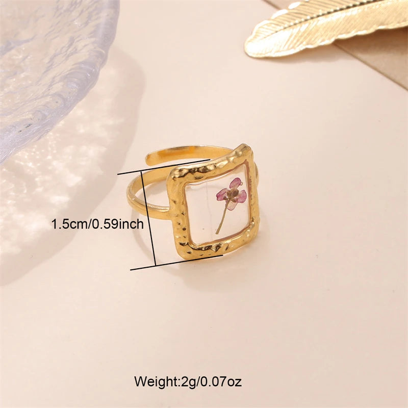 D&Z Ins Retro Women's Fashion Jewelry Eternal Flower Series Stainless Steel Ring Love Accessories Open Ring