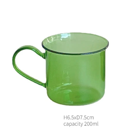 Green Glass Teacup Set for Home Office Use Heat-Resistant Glass Durable with Green Milk Mug Jug with Cup Coffee Mugs