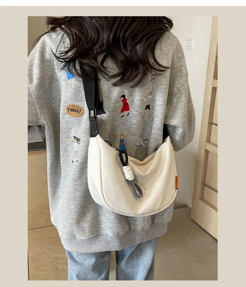 Nylon Hobos Crossbody Bags Solid Casual Zipper Women's Bags 2024 Fashion High Capacity Solid Color Single Shoulder Totes Bag