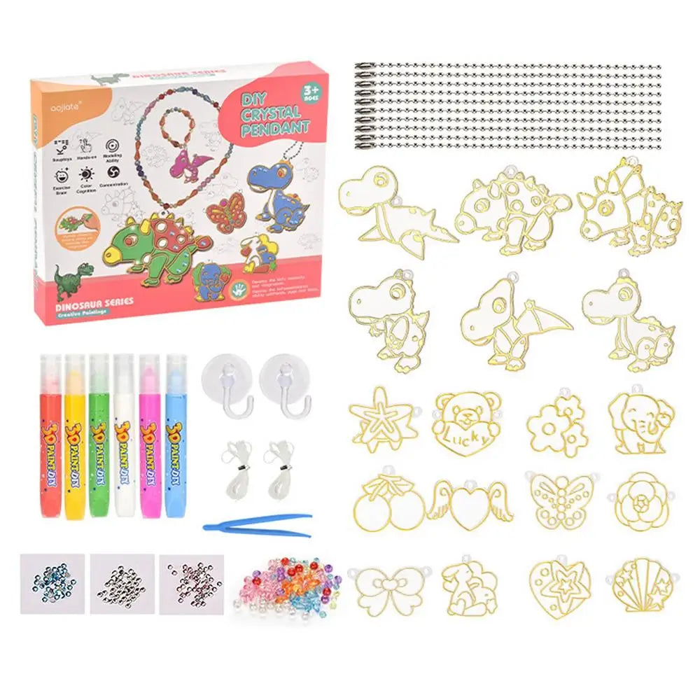 Children's Painting Set For Christmas Fast Drying DIY Crystal Pendant Kit Kids Paint Set Christmas Paint Your Own Sets For