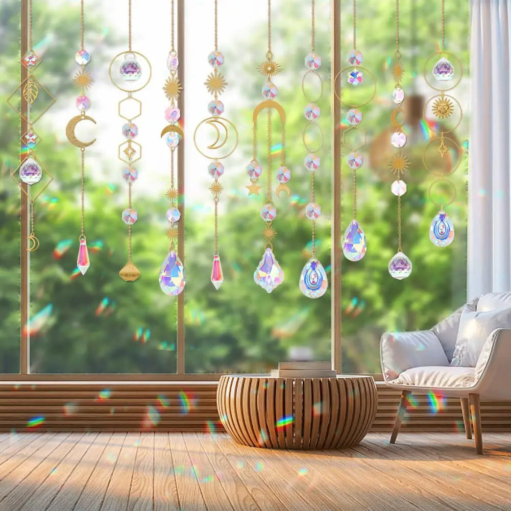 200PCS DIY Suncatcher Making Kits Crystal Prism Sun Catcher Garland Bead Chain Pendant Rainbow Maker Hanging Window Garden Decor