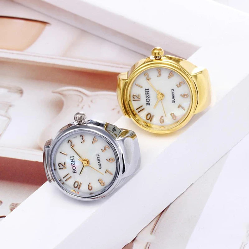 1PCs Vintage Punk Quartz Watch Rings for Couple Women Man Hip Hop Cool Elastic Stretchy Watch Finger Rings Fashion Jewelry