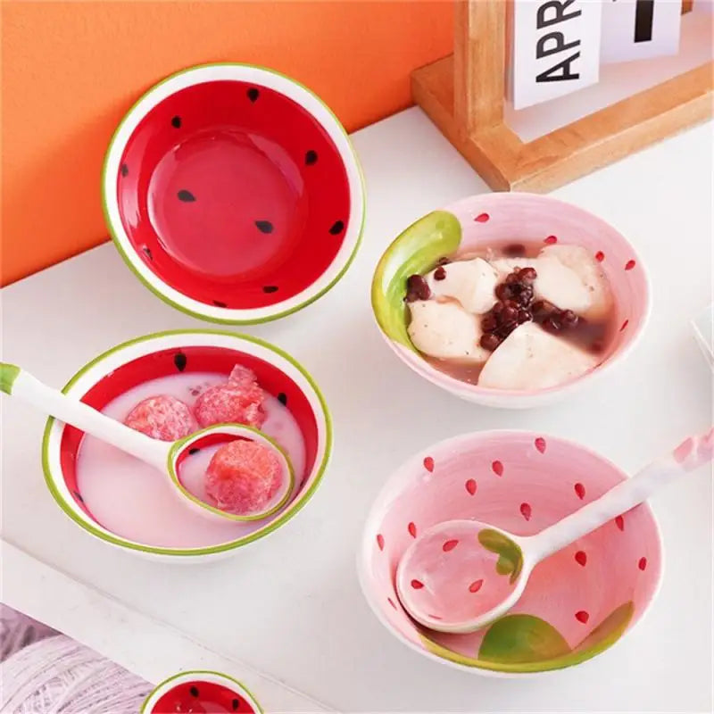 Ceramic Tableware Wear-resistant Popular Ceramics Demand Unique Best Selling Creative Strawberry Watermelon Bowl Kitchen Set Set