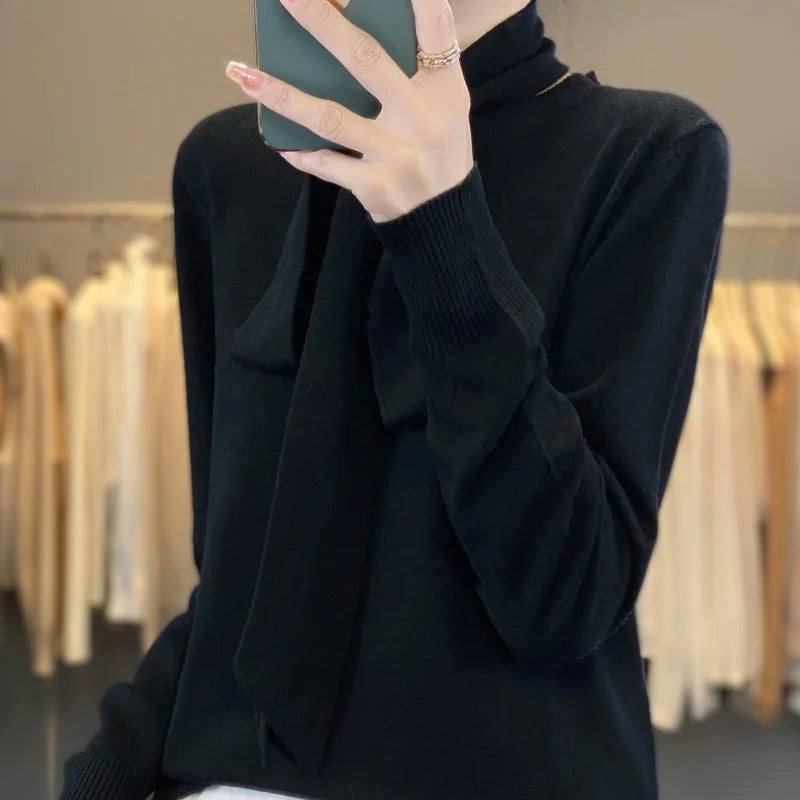 New round neck pullover sweater cashmere sweater women's autumn and winter knitted top long sleeved women's sweater