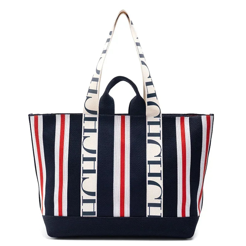 CH Casual Trend Shoulder Bag Simple New Stripe Splicing Design Crossbody Bags Commuter Large Capacity Ladies Shopping Handbag