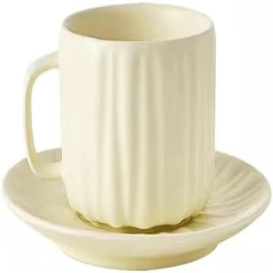 Unique and stylish Vintage Retro Nordic Ceramic Coffee Cup and Saucer Set for Girls and Couples - Perfect for Latte, Tea, Oatmea