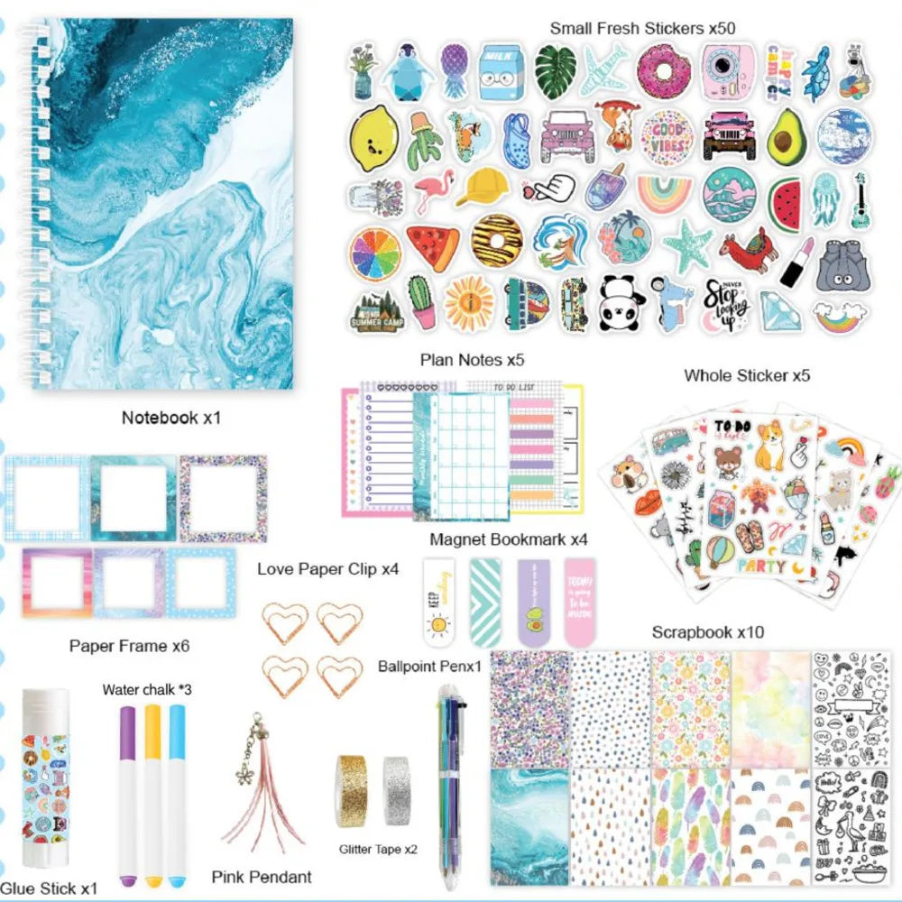 100PCS DIY Journal Kit For Girls Diary Supplies Stationery Set Cute Creativity Arts And Crafts For Teens Scrapbook Birthday Gift