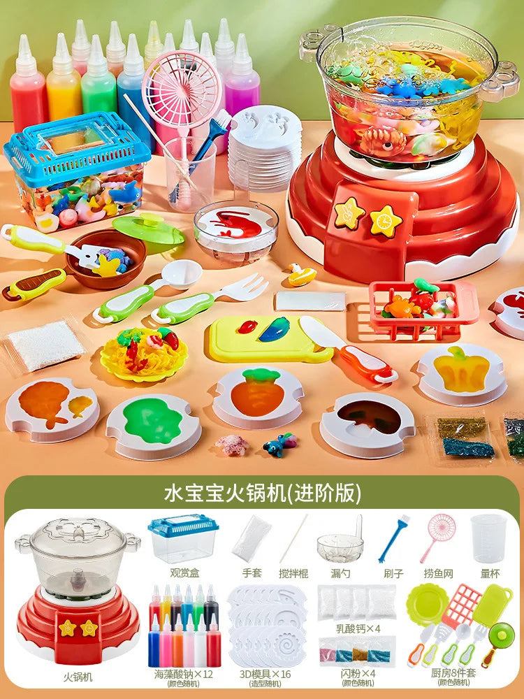 Magic Water Elf Kit with Hot Pot Machine DIY Fairy Handmade Cooking Pretend Play Toys Children festival birthday Kid gift Toy