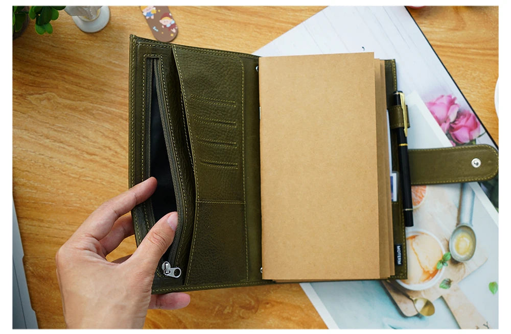 Moterm Travel Notebook Journal Companion Standard Planner Vegetable Tanned Leather Genuine Cowhide Organizer Diary