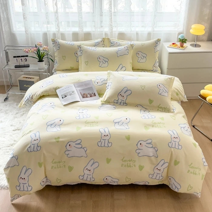 Colorful Polka Dot Cotton Duvet Cover Set with Zipper Cute Bear Bedding Sets for Men & Women, Luxury Reversible Comforter Covers