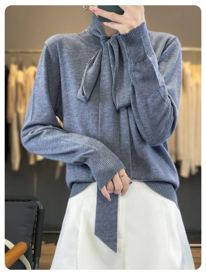 New round neck pullover sweater cashmere sweater women's autumn and winter knitted top long sleeved women's sweater