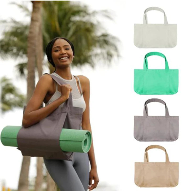 Yoga Mat Storage Bag Collapsible Washable Canvas Shoulder Package Outdoor Sports Fitness Pilates Large Capacity Fitness Bag