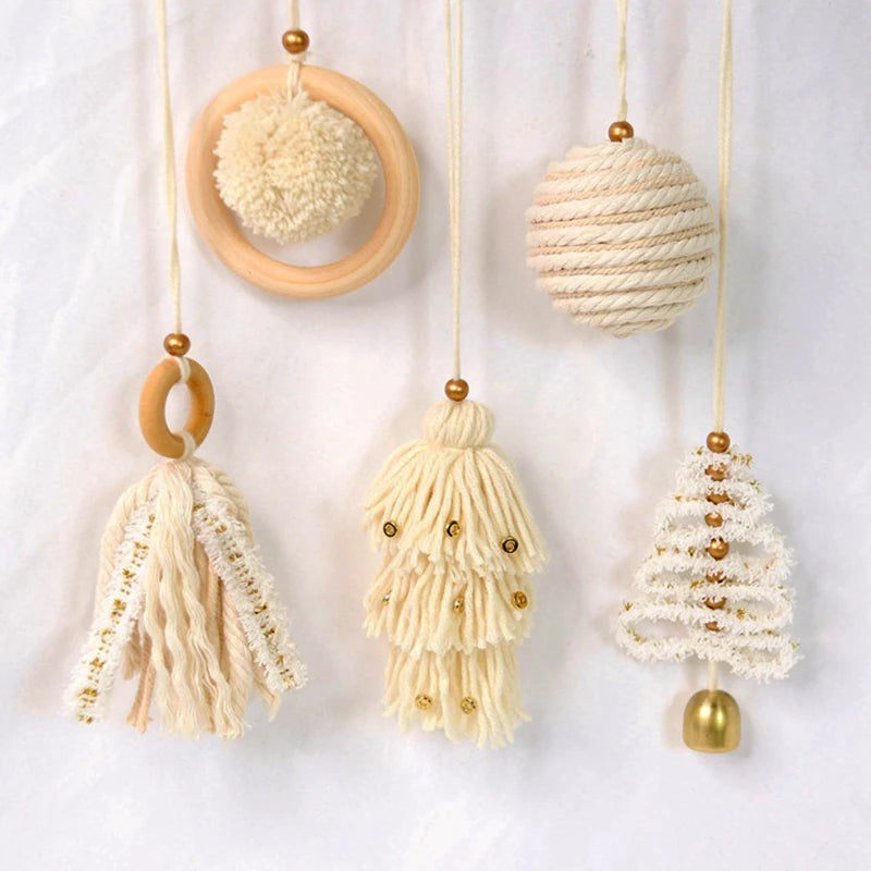 1PC Christmas Wool Pendant Hanging Decorations Ornaments Bohemian Xmas Tree Hand Woven Home Party Creative Festival Supplies