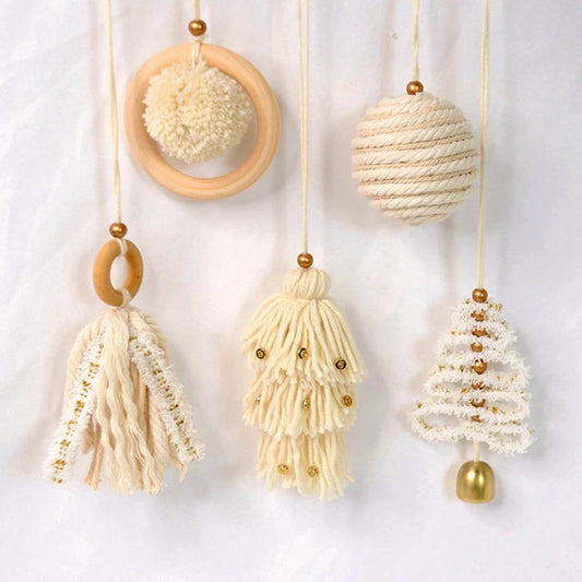 1PC Christmas Wool Pendant Hanging Decorations Ornaments Bohemian Xmas Tree Hand Woven Home Party Creative Festival Supplies