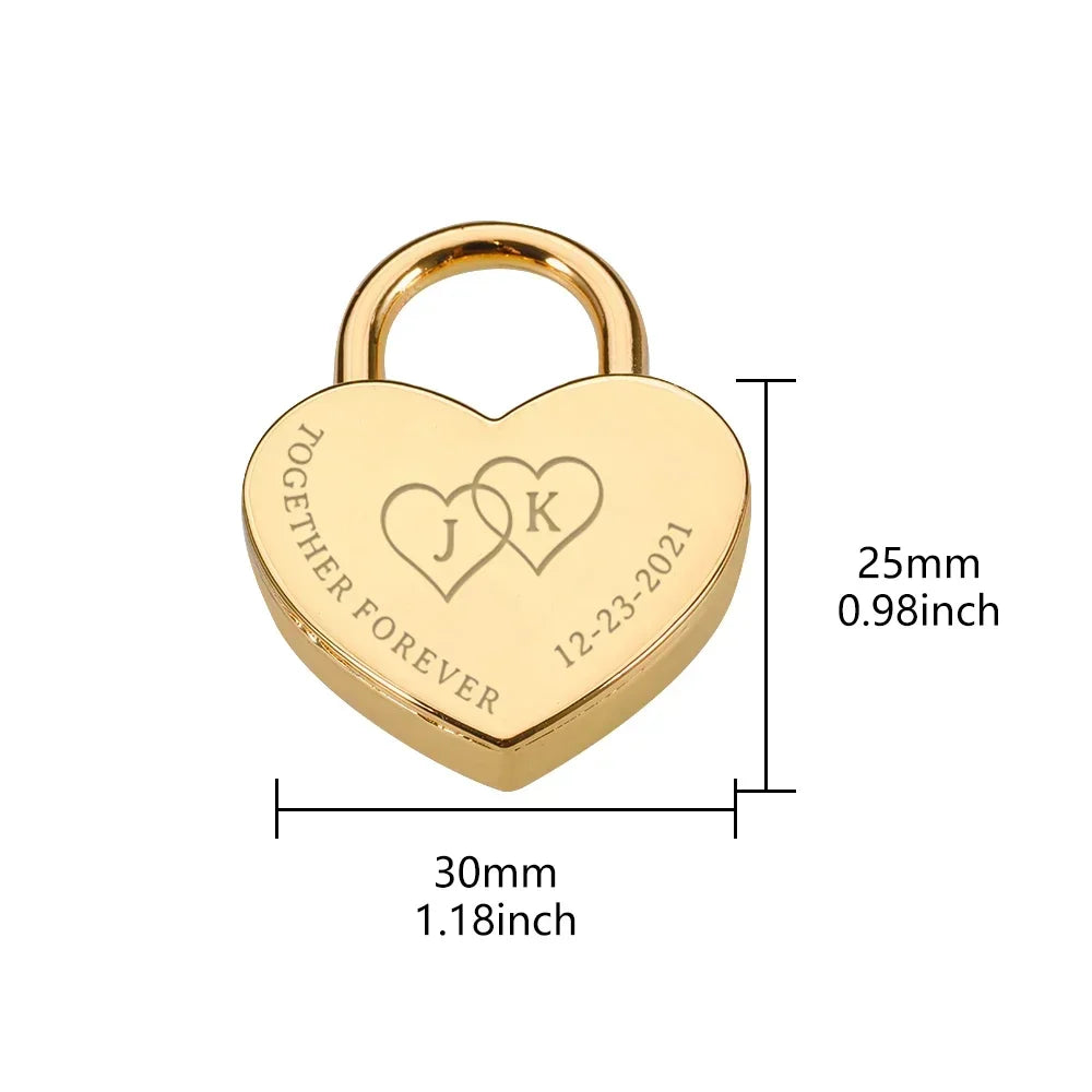 Customized Initials Padlock Key Valentine's Day Love Lock Personalized Couple Keychain Key and Lock Fashion Jewelry Couple Gifts Valentines Gift