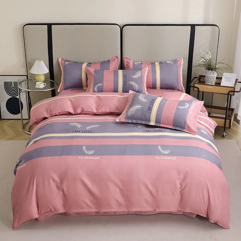 3 Pieces Luxury Striped Duvet Covers Soft Set Minimalist Modern Comforter Cover Thickened Breathable Bedding Sets for All Season