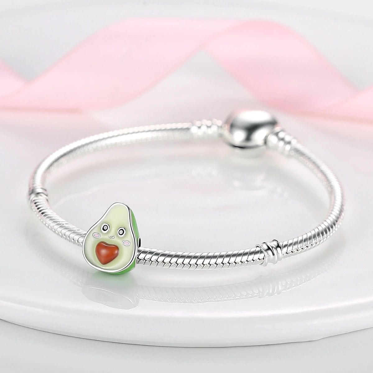 Silver Plated Charms For Woman Summer Green Cactus Avocado Beads Fit Original Pandora Bracelet Necklace DIY Dangle Charms